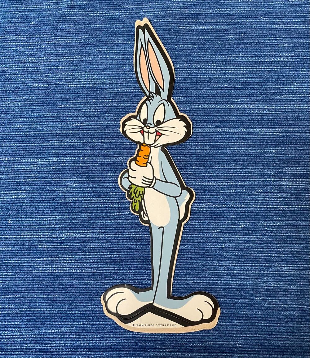 Vintage Looney Tunes Die Cut Bugs Bunny Decal Sticker 7" Warner Bros 95B